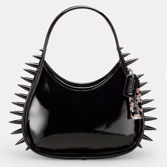 Coach Handbags - NWT Coach Spike Ergo Crinkle Patent Leather Coachtopia Black Handbag Satchel Bag